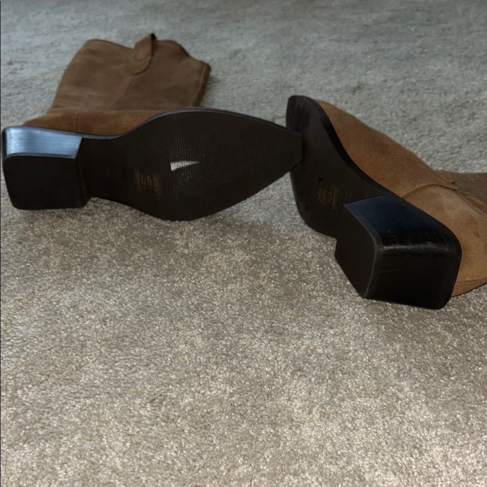 Bianco Beige Brown Heeled Suede Boots with Classic Design Size 39 - Picture 6 of 8